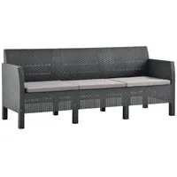 VidaXL 3-Sitzer Gartensofa mit Kissen Anthrazit PP Rattan
