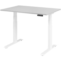 Hammerbacher XDKB12 elektrisch höhenverstellbarer Schreibtisch lichtgrau rechteckig, C-Fuß-Gestell weiß