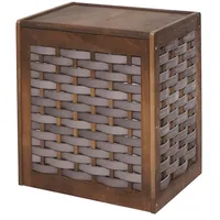 Mendler Wäschekorb HWC-G37, Wäschesammler Wäschesortierer Wäschebox, Massiv-Holz Shabby-Look Geflecht