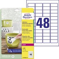 Avery Zweckform Folienetiketten, 45.7x21.2mm, wetterfest, weiß, 20 Blatt (960