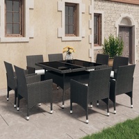 VidaXL Polyrattan Garten Essgruppe 9-tlg. schwarz