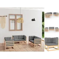 VidaXL 6-tlg. Loungeset Kiefer Massivholz grau