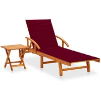 VidaXL Sonnenliege mit Tisch und Auflage Akazie Massivholz