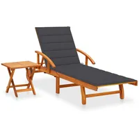 VidaXL Sonnenliege mit Tisch und Auflage Akazie Massivholz