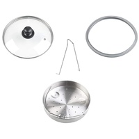 Rosenstein & Söhne 4-teiliges Edelstahl-Dampfgar-Einsatz-Set für Schnellkochtöpfe