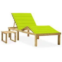 VidaXL Garten-Sonnenliege mit Tisch und Auflage Kiefer Imprägniert