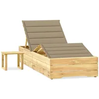 VidaXL Garten-Sonnenliege mit Tisch und Auflage Kiefer Imprägniert