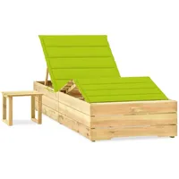 VidaXL Garten-Sonnenliege mit Tisch und Auflage Kiefer Imprägniert