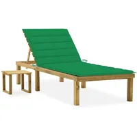 VidaXL Garten-Sonnenliege mit Tisch und Auflage Kiefer Imprägniert