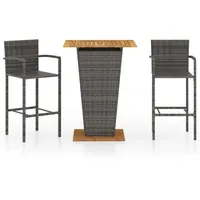 VidaXL Gartenbar-Set 3-tlg. Grau