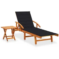 VidaXL Sonnenliege mit Tisch und Auflage Akazie Massivholz