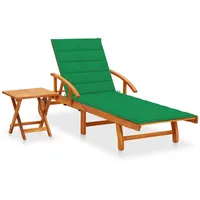 VidaXL Sonnenliege mit Tisch und Auflage Akazie Massivholz
