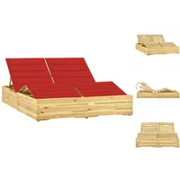 VidaXL Doppel-Sonnenliege 198 x 135 x 75 cm braun/rot
