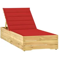 VidaXL Sonnenliege mit Roter Auflage Imprägniertes Kiefernholz