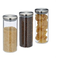 Relaxdays Vorratsdosen 24,0 cm hoch transparent 1,5 l, 3