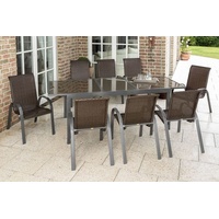 Merxx Varese Set 9-tlg. 8 Stapelsessel Gartentisch Ausziehbar 180