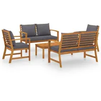 VidaXL Garten-Lounge-Set 5-tlg. grau Akazie