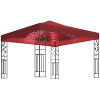 VidaXL Pavillon mit Lichterketten 3 x 3 m weinrot