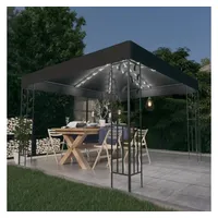 VidaXL Pavillon mit LED-Lichterkette 3 x 3 m anthrazit
