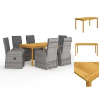 VidaXL 7-tlg. Garten-Essgruppe Grau