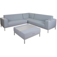 MCW Alu-Garten-Garnitur C47 7-teilig Blau mit Ablage ohne Kissen