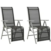 VidaXL Garten-Liegestühle 2 Stk. Textilene und Aluminium Silbern