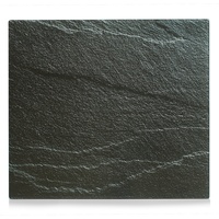 Zeller Herdblende-/Abdeckplatte Schiefer-Optik Glas Schwarz