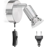 Ledscom.de Leselampe Bettleuchte LUNARA, Schalter, Stecker, Edelstahl, chrom matt,