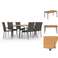 VidaXL 7-tlg. Garten-Essgruppe Poly Rattan Braun