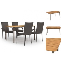 VidaXL 5-tlg. Garten-Essgruppe Poly Rattan Braun