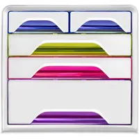 CEP Schubladenbox Smoove weiß/bunt-transparent 1072130931, DIN A4 mit 5