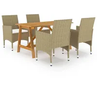 VidaXL Polyrattan Garten-Essgruppe 5-tlg. beige 3068737