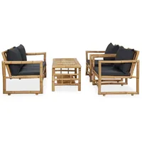 VidaXL Garten-Lounge-Set 4-tlg. Bambus grau