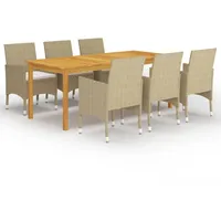 VidaXL 7-tlg. Garten-Essgruppe Beige