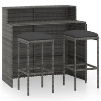 VidaXL Gartenbar-Set 3-tlg. Grau