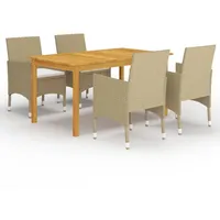 VidaXL Polyrattan Garten-Essgruppe 5-tlg. beige 3067763