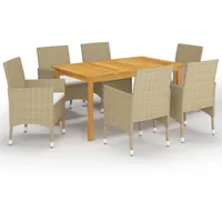 VidaXL 7-tlg. Garten-Essgruppe Beige