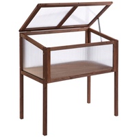 Outsunny Hochbeet aus Holz Braun Tannenholz PC-Platte 90 x