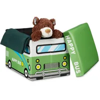 Relaxdays Faltbare Spielzeugkiste Happy Bus HBT 32 x 48