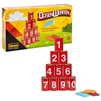IDENA Dosenwerfen 10 Dosen 3 Sand-Säckchen, Wurf- und Geschicklichkeits-Spiel