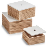 Zeller Aufbewahrungsboxen-Set Holz 24 cm x 24 cm x