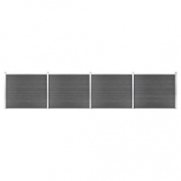 VidaXL Zaunelement Set WPC 699x146 cm Schwarz