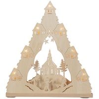 Weigla LED Schwibbogen Seiffener Kirche Lichterspitze aus Holz, NATUR«,