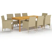 VidaXL 9-tlg. Garten-Essgruppe Beige