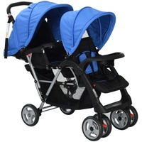 VidaXL Geschwisterwagen blau und schwarz