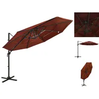 VidaXL Sonnenschirm mit Aluminium-Mast Ø 300 cm terrakottarot