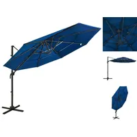 VidaXL Sonnenschirm mit Aluminium-Mast 4-lagig Azurblau 3x3 m