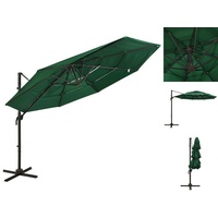 VidaXL Sonnenschirm mit Aluminium-Mast 4-lagig Grün 3x3 m