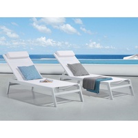 Beliani Gartenliege Weiss 155x66x103