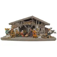 Krippenbaustudio Böhner Stilvolle Weihnachtskrippe Breitenbrunn inkl. 12-tlg. Figurensatz K